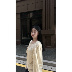 重磅秋冬男女北极绒开衫毛衣美式复古休闲慵懒风单排扣针织衫外套图片