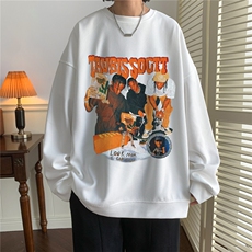 ！22秋季新款宽松大码港风怀旧摇滚华夫格圆领卫衣HW9032-p30，男装卫衣，星座508（原C305）