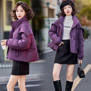 【24冬季新品】针织拼接可拆卸立领羽绒服~短款面包服羽绒服女图片