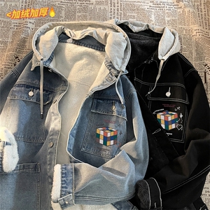 JK3034J-P95-限价138 M-5XL羊羔绒加绒牛仔夹克外套棉服大码图片