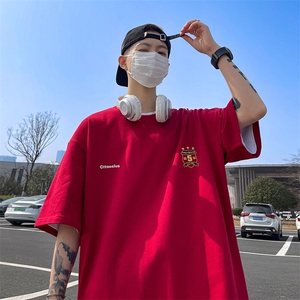 抖音得物二开 现货 220克夏装重磅美式高街宽松短袖t恤 MT277图片