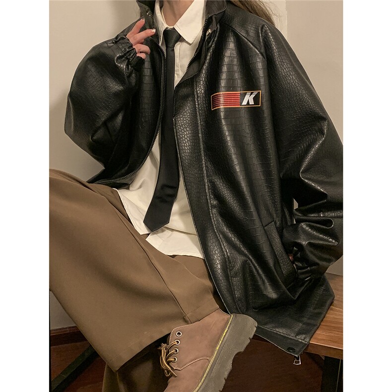 中性风鳄鱼纹印花字母图案设计潮流休闲夹克男JK77742P85控128，男装夹克，星座227-7