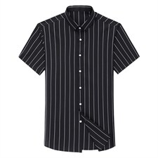 C6850钱塘2020-2常年款精品男士男士短袖休闲高端衬衫竖条纹P55，男装衬衫，钱塘207-2