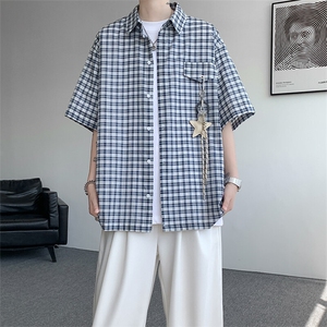 CS1151-特批40控78 夏季新款男女格子短袖大码男衬衫（带配件）图片