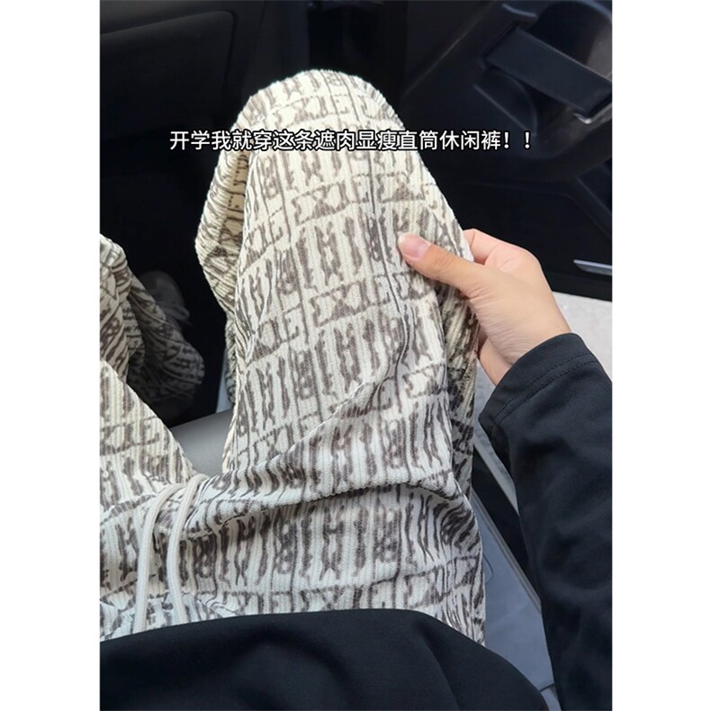 日系直筒灯芯绒卫裤潮牌宽松阔腿休闲长裤情侣 5Q2100-TP3059图片