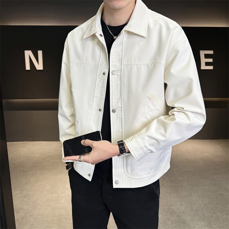 翻领夹克男拼接简约时尚上衣百搭衬衫外套 A329-JK103-P105图片