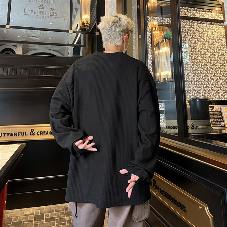 量大优供视频港风摆拍大码V领长袖T恤卫衣男CP81-特p25,男装T恤,电商B371