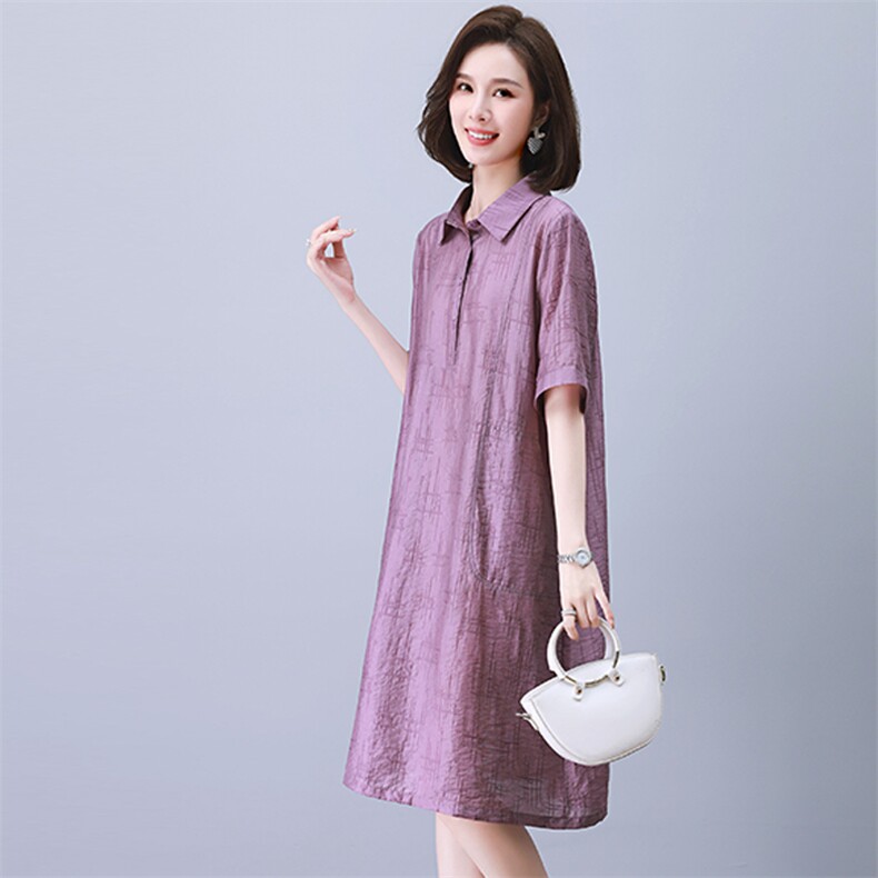 天丝连衣裙女2025夏季新款高级感宽松遮肚子显瘦中年妈妈休闲裙子，女装连衣裙，悦见她