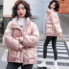 时尚款式亮面立领棉服2020年冬季时尚短款，女装棉衣/棉服，一安秀