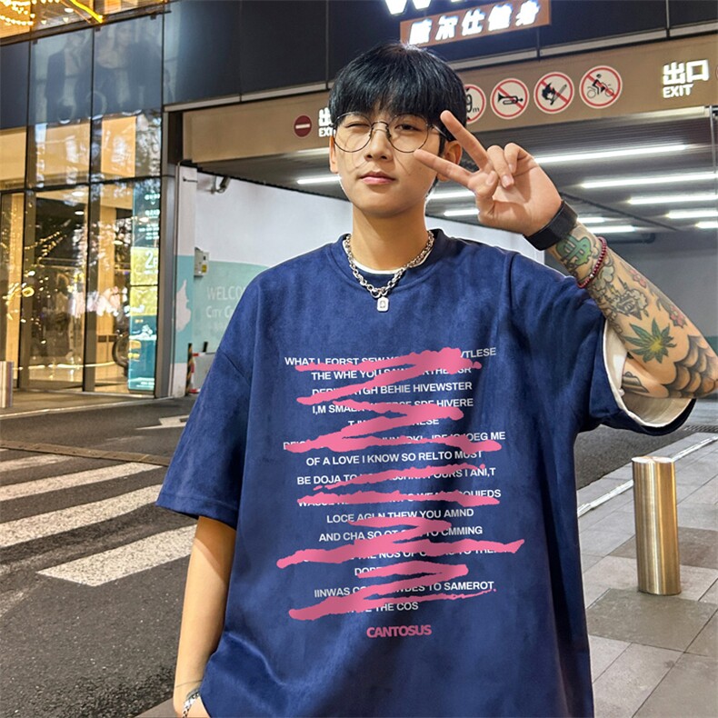 量大优供视频重磅麂皮绒短袖t恤男JT523-特p19,男装T恤,电商B371