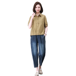 时尚宽松水洗牛仔套装女夏季新款休闲显瘦两件套气质百搭潮流图片