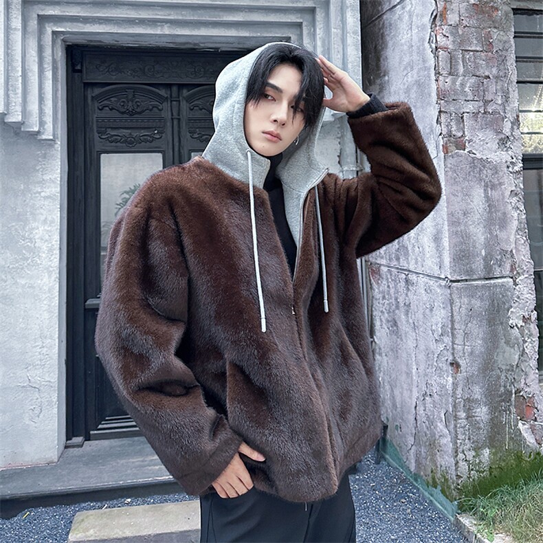 高级感水貂毛外套冬季男士保暖皮毛一体棉衣毛绒棉服衣服MY816,男装棉衣,星座903-1