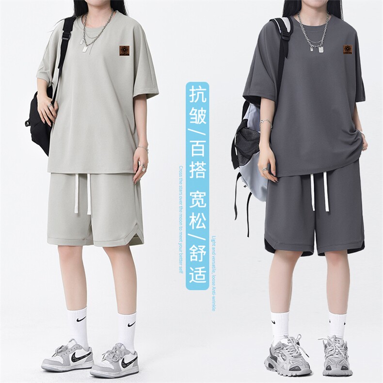 冰丝短袖t恤女款休闲运动套装夏季薄款一套搭配装TZ15-特批68,男装休闲套装,星座718