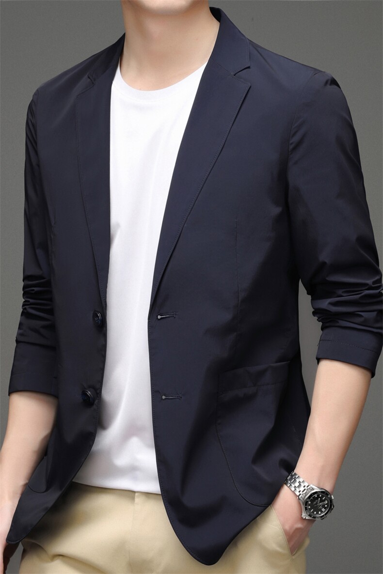 单排扣口袋中年长袖时尚春季2023年翻领上衣西服AJY2611,男装西服,钱塘6003（原4033）