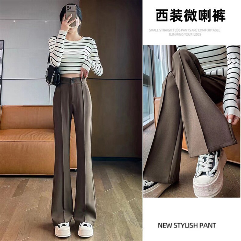 高腰西装喇叭裤女新款垂感显瘦直筒休闲微喇阔腿裤KK304-P55图片