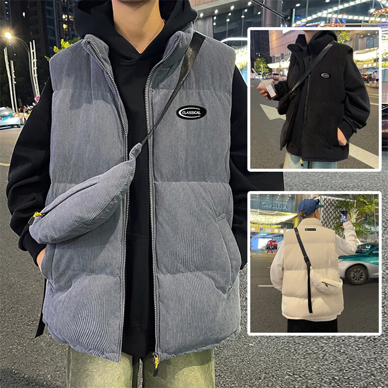 魔术贴 可拆换 得物二开冬季团体班服外套马甲棉服加厚校服送背包图片