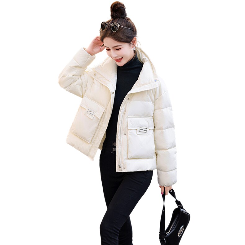 短款羽绒服女2024冬季新款小个子高端欧货洋气休闲红色立领面包服,女装羽绒服,兰菲阁