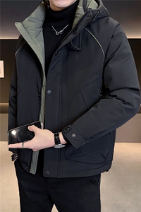 M-4XL B353 3725 P235 黑色 连帽羽绒男士冲锋衣【308】图片