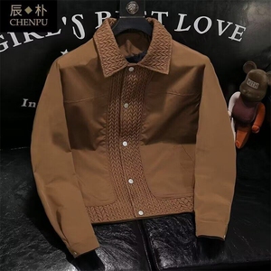 W9238-P60 网图现货 春季新款高级感拼接外套翻领夹克短款上衣图片