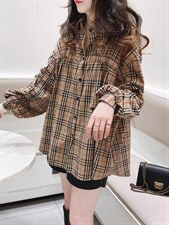 2022年春季新款时尚潮流百搭休闲格子衬衫，女装衬衫，L·H·X