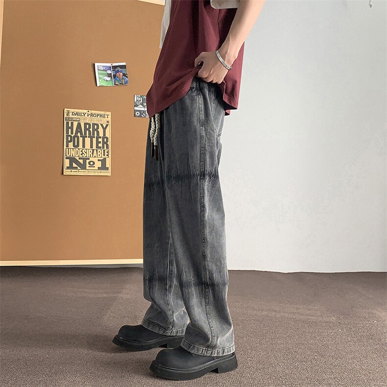 2025春夏美式复古牛仔裤潮流扎染痞帅阔腿裤A316-1-K1217p60控79,男装牛仔裤,星座906（原电商a316-1）