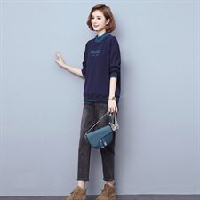 2020冬季新款时尚气质绣花高领加绒卫衣休闲套装，女装套装/套裙，独衣靓
