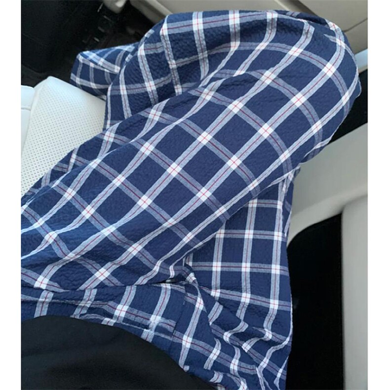 美式高街潮牌男女泡泡格子休闲裤直筒宽松慵懒显瘦阔腿休闲长裤子,男装休闲裤,电商A486