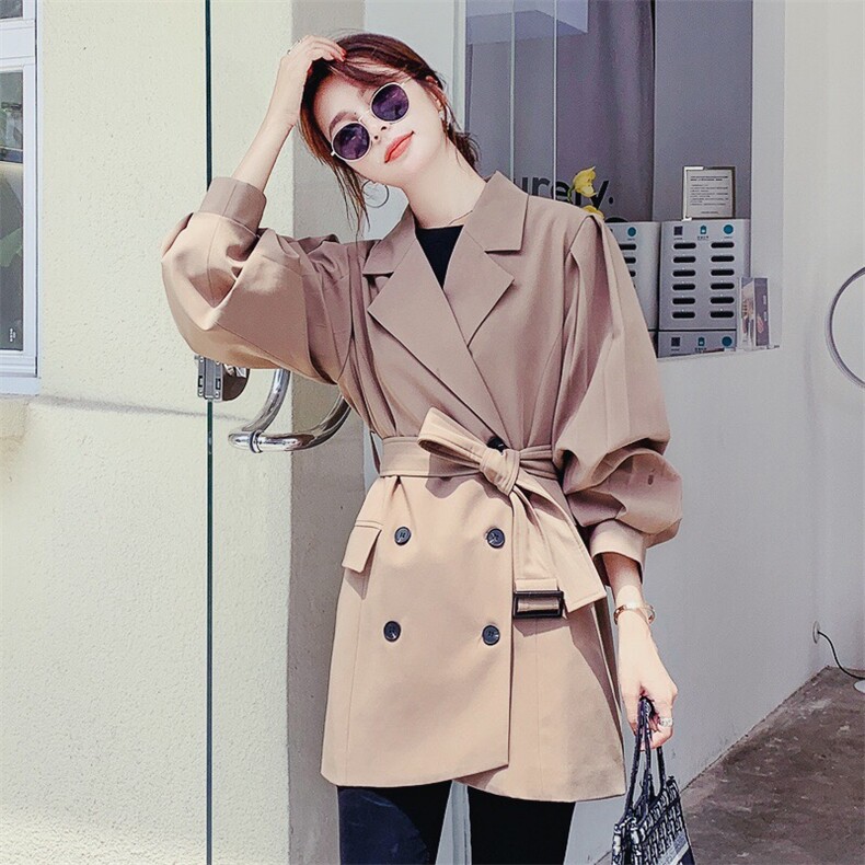 【大货已出】2021春秋装腰带泡泡袖西装外套女 255-2084-P115控168图片