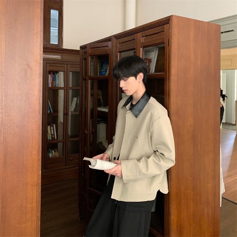 网络图现货美式复古高级设计感皮领cleanfit夹克外套J688-P75,男装夹克,星座715-7