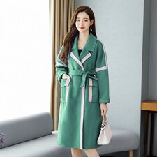 毛呢外套时尚潮流舒适中长款2021年秋季长袖优雅，女装毛呢外套，天丝秀