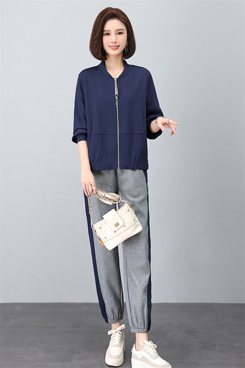 时尚休闲束脚套装秋季新款显瘦百搭运动服,女装套装/套裙,依恋蒂丝