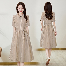 棉麻连衣裙夏季2024新款衣服大码女装超好看高端精致气质连身裙子，女装连衣裙，罗得堡