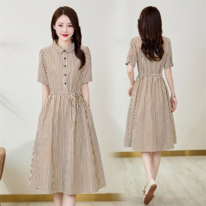 棉麻连衣裙夏季2024新款衣服大码女装超好看高端精致气质连身裙子图片