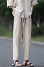 8XL-M亚麻裤男休闲束脚裤潮薄款宽松男生九分锥形哈伦裤K920P58，男装休闲裤，电商D206-1