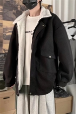 冬季羊羔绒棉服男港风百搭宽松加厚棉衣外套潮流棉袄W2044-P73，男装棉衣，星座512-2
