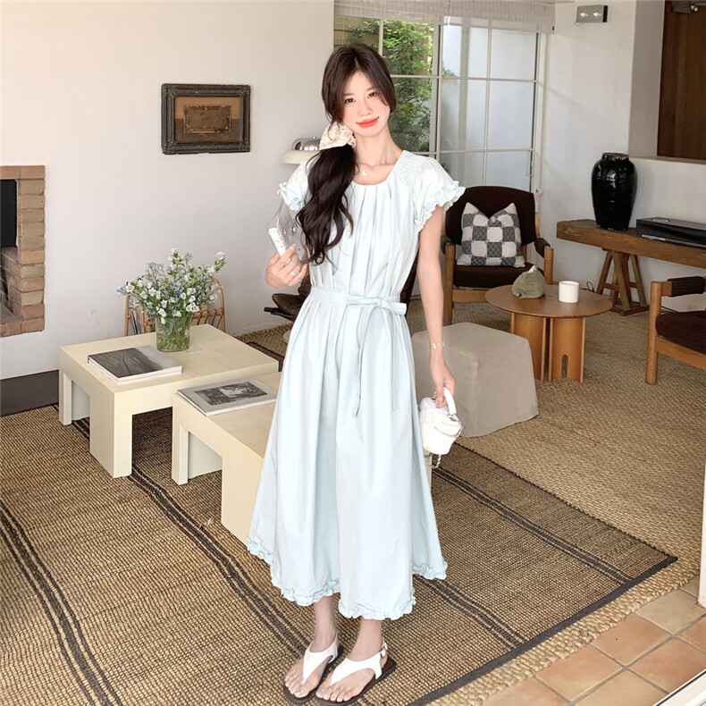 ：夏装新款韩版宽松通勤木耳边连衣裙2C135-8831P120K198,女装连衣裙,2C135