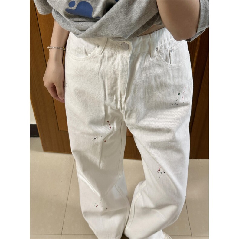 【有货】涂鸦泼墨白色牛仔裤美式oversize裤子高街6677LL-特P48,男装牛仔裤,星座1007（原301D）