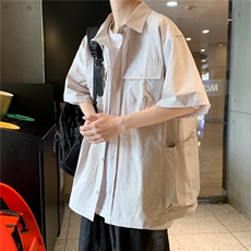 工装衬衫男港风潮流多口袋痞帅个性2024夏季新款ins外套CY852-P35，男装衬衫，星座412-2