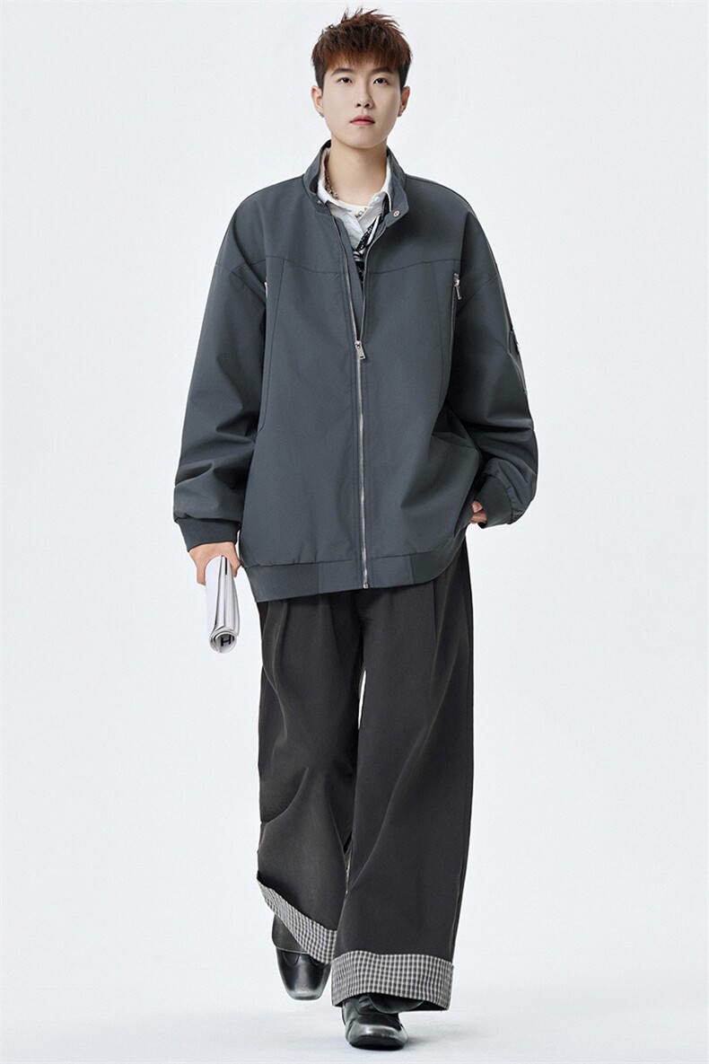2026春季新款宽松棒球领夹克男纯色上衣外套DSA157B-JK7925-特P63,男装夹克,电商A157B