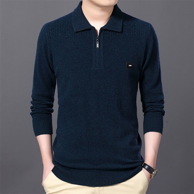 CM19071钱塘2020-2中年男士冬季厚款商务休闲半高领羊毛衫P165图片