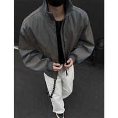 档口图炫彩缎面飞行夹克立领短款廓形美式棒球服J2591-P70，男装夹克，星座1213