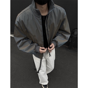 档口图  炫彩缎面飞行夹克立领短款廓形美式棒球服J2591-P70图片