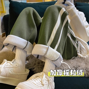 加绒加厚摇粒绒裤子男冬季卫裤宽松ins休闲裤K5445-P65控78 B315图片