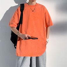 新款上市夏季重磅270克水洗棉短袖T恤宽松休闲T2023-P35，男装T恤，电商A128