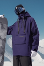 冬季户外运动单板大口袋滑雪服男加厚银狐绒防水防风外套M25-P175，男装棉衣，电商A001-1
