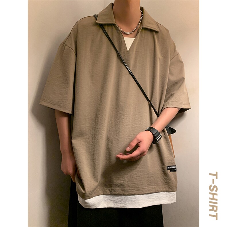 冰氧仿棉短袖港风暖光体恤休闲百搭纯色POLO衫男上衣TC3143-P35,男装Polo衫,星座717