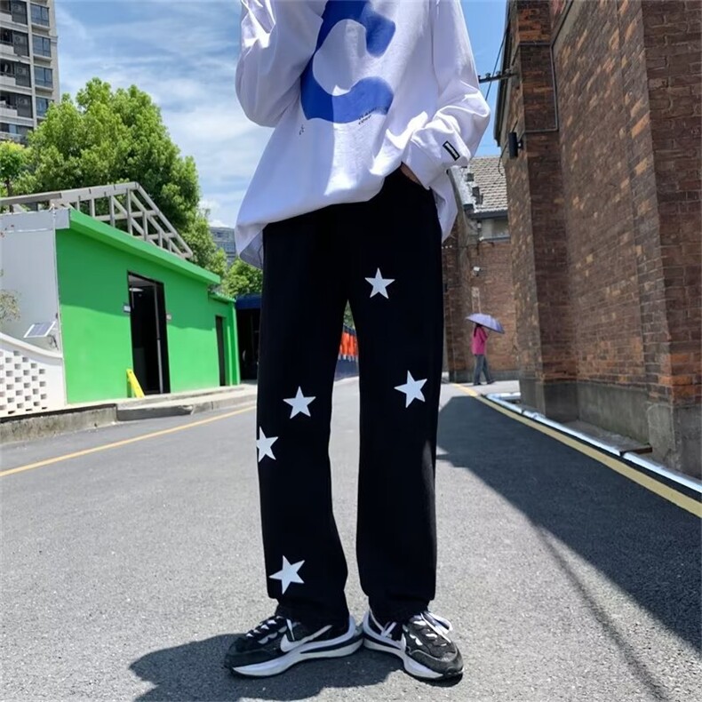 牛仔裤男夏季潮大码休闲裤子高街V115P42图片