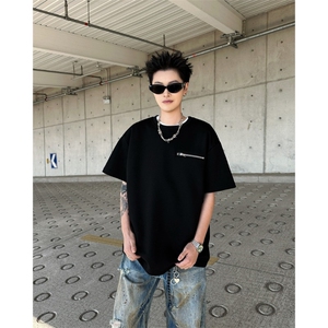 美式cleanfit重磅拉链短袖男款夏季设计感t恤痞帅小领口正肩半袖图片