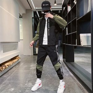 春季新款运动套装男休闲裤外套连帽夹克两件套CYTZ17图片