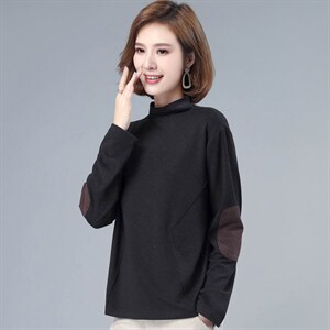 长期现货，秋冬款圆领卫衣休闲绣花拼接打底衫女，女装T恤，涵誉